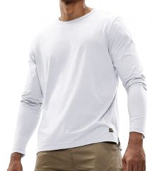 Classic Fashion Crew Neck Long Sleeve Combed Cotton Tees 5PCS