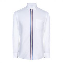 3PCS Slim White Casual Shirt with Button Collar and Zipper Trinkets