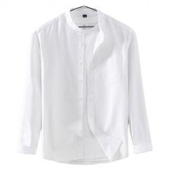 10PCS Slim Fit Mandarin Collar Long Sleeve Shirts for Men