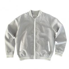 Spring Bomber Baseball Jacket with Silver Embroidery and Windproof Features