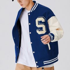 Mens Versity Blue Baseball Collar Jacket 12PCS