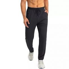 3PCS Slim Tapered Mens Sweatpants with Zipper Pockets for Gym Fitness