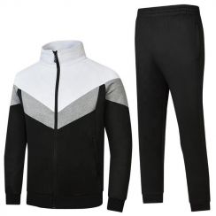 3 Sets of Patchwork Training Sportswear Zipper Jacket and Gym Pant Sweatsuit for Men